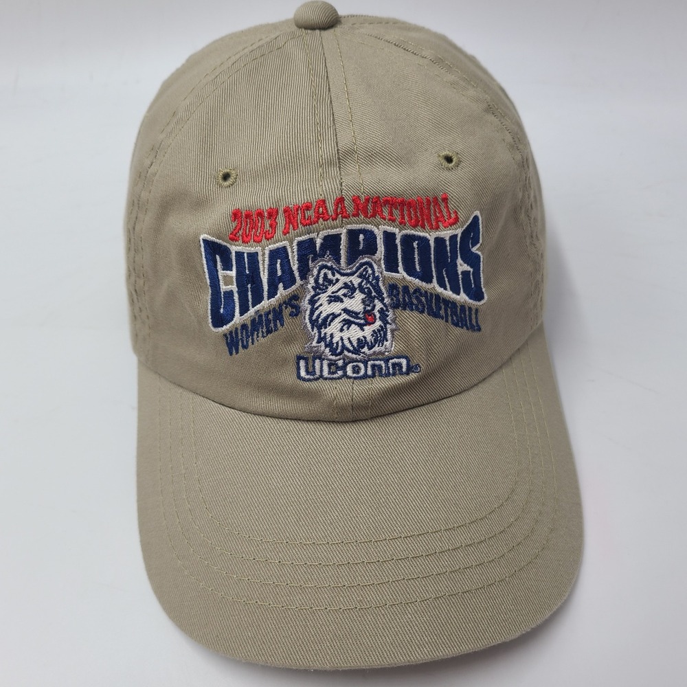 Vintage UConn Huskies Hat Beige NCAA 2003 Womens Basketball National Champions
